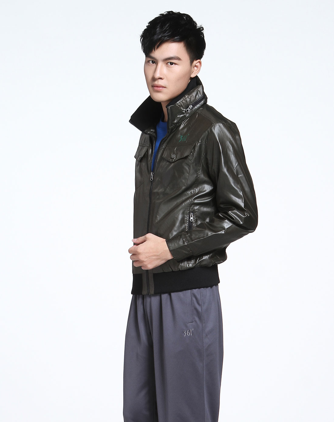 361°男女装男款<em>深卡其色</em>时尚休闲<em>开衫</em>连帽长