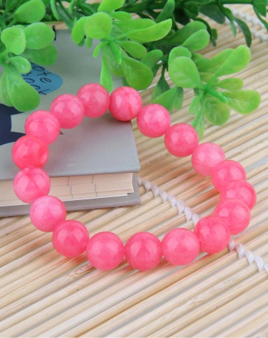 粉色玉石手链附证书