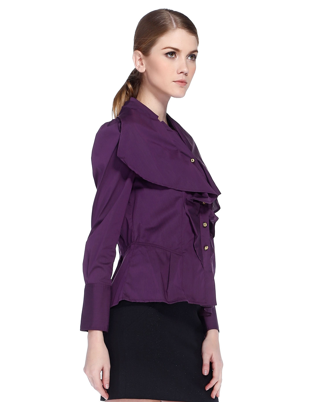 深紫色高端优雅长袖衬衫