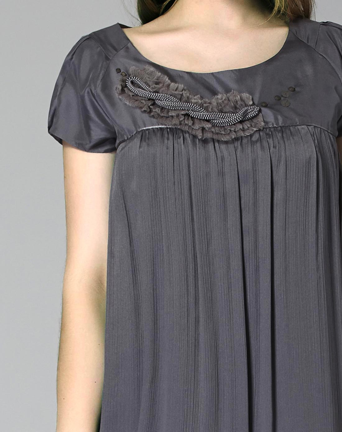 MEACHEAL女灰紫色真丝连衣裙811112122021V8_唯品会