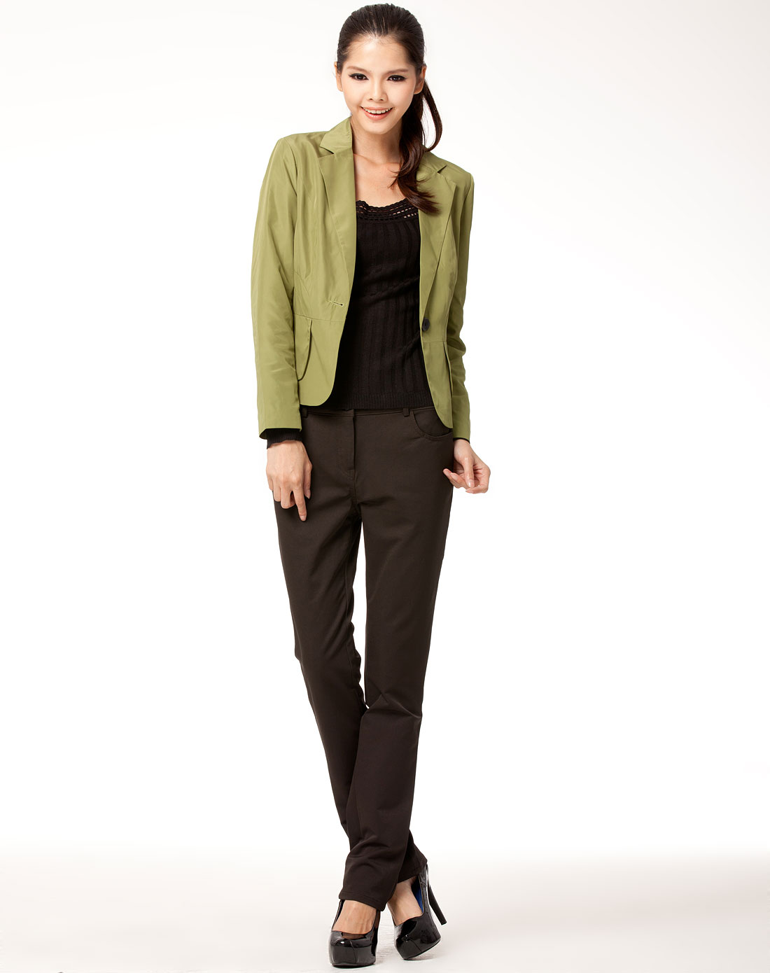 mymo<em>女款</em>绿色<em>西装外套</em>0810w682008