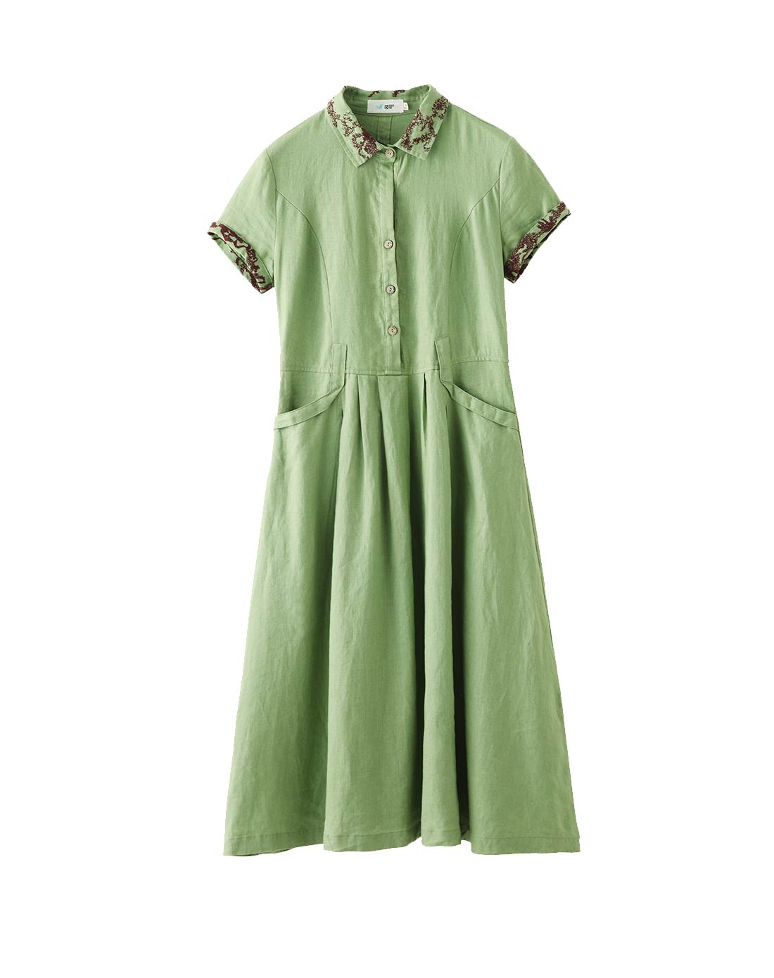 豆绿色连衣裙