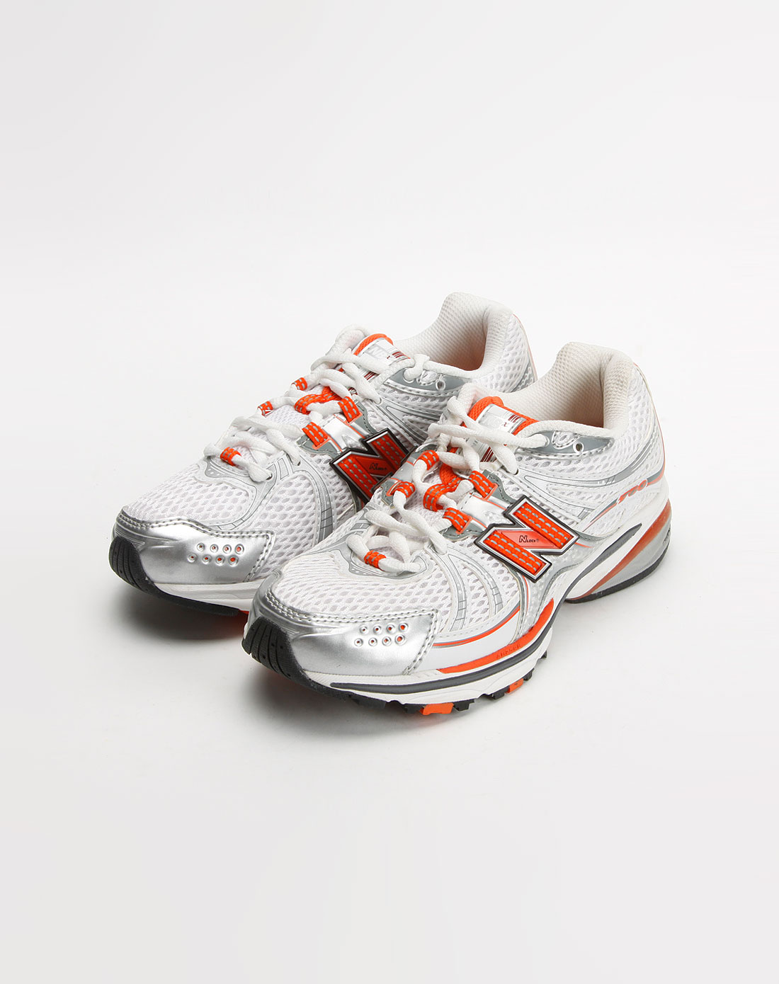 新百伦New Balance-女款白\/橘色网眼运动鞋W