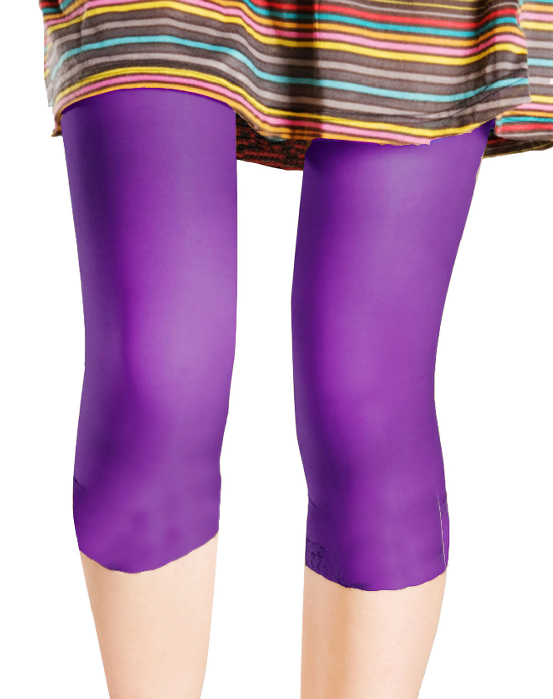 紫色彩色七分裤
