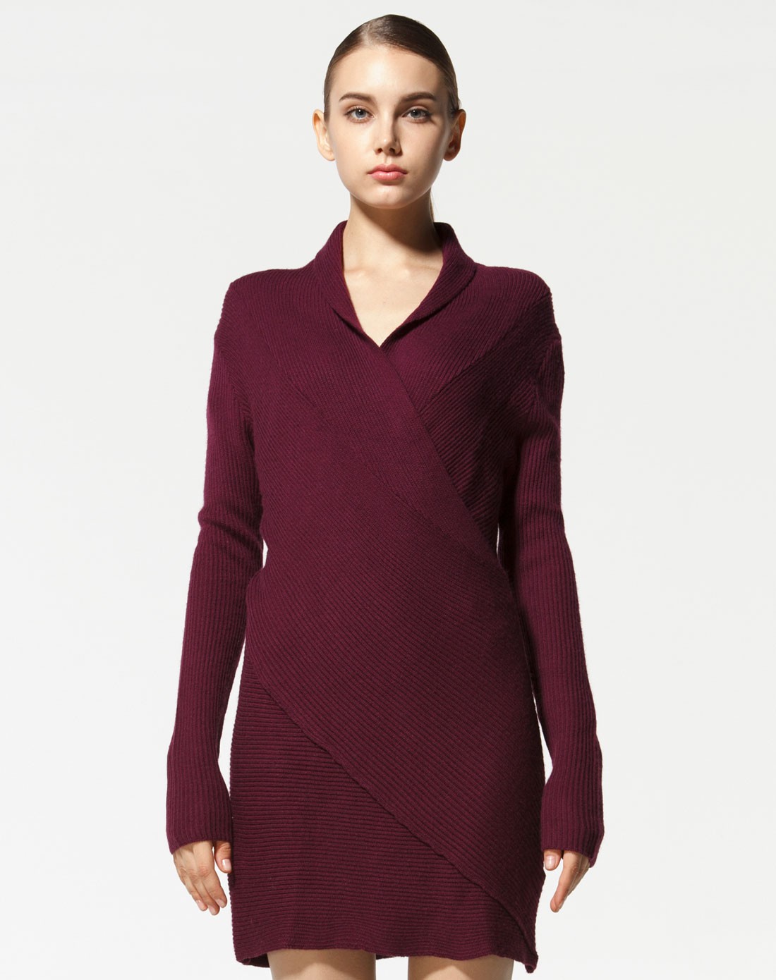 紫酱红色时尚修身套衫