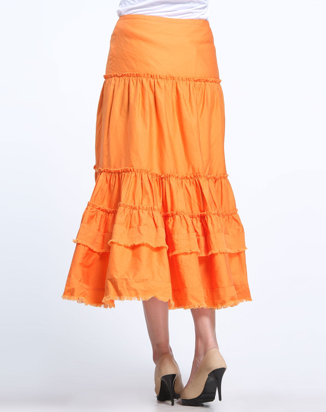 橙色时尚长裙