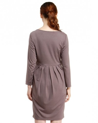 宗洋ZONGYANG灰咖色经典简约长袖连衣裙BQ10ST32526_唯品会