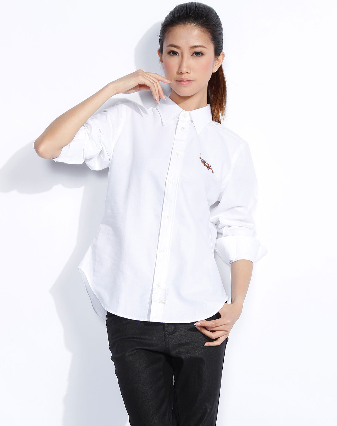 <em>polo+ralph+lauren女</em>款白色长袖衬衫pllashbhc1