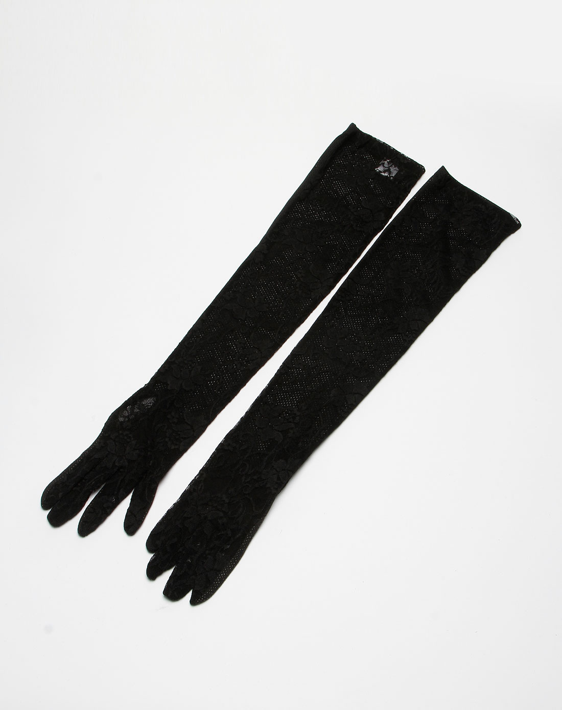 黑色蕾丝花纹长手套