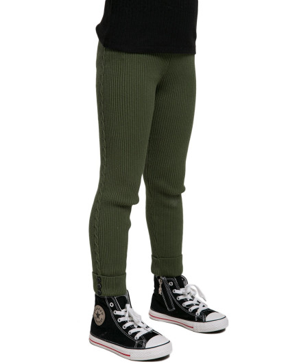 女童军绿色健美裤