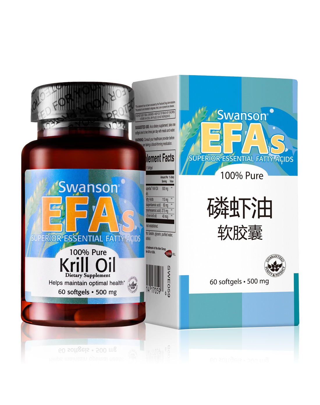 【抗氧化之王】斯旺森磷虾油软胶囊60粒美国原装进口