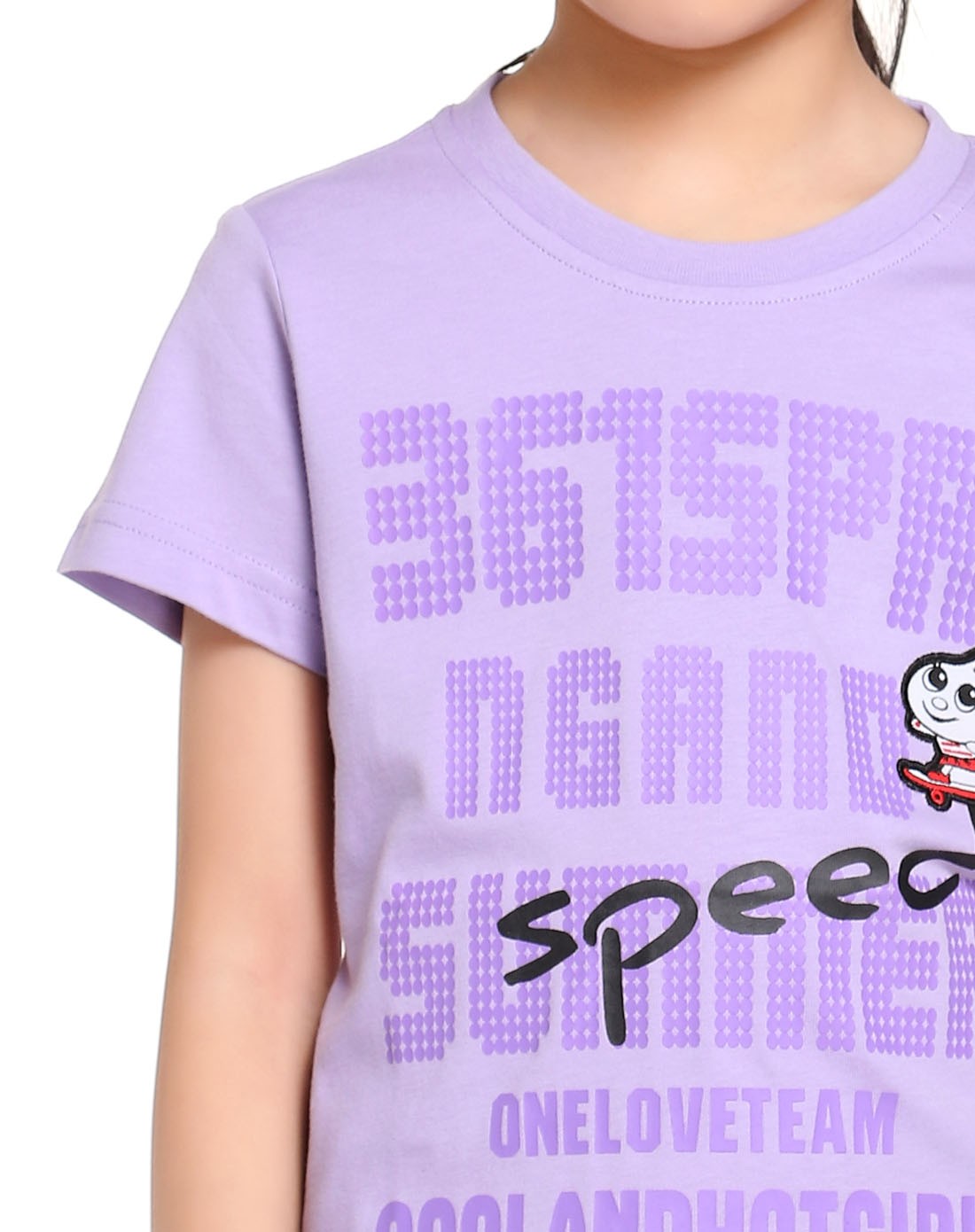 女童浅紫色百搭印图短袖t恤