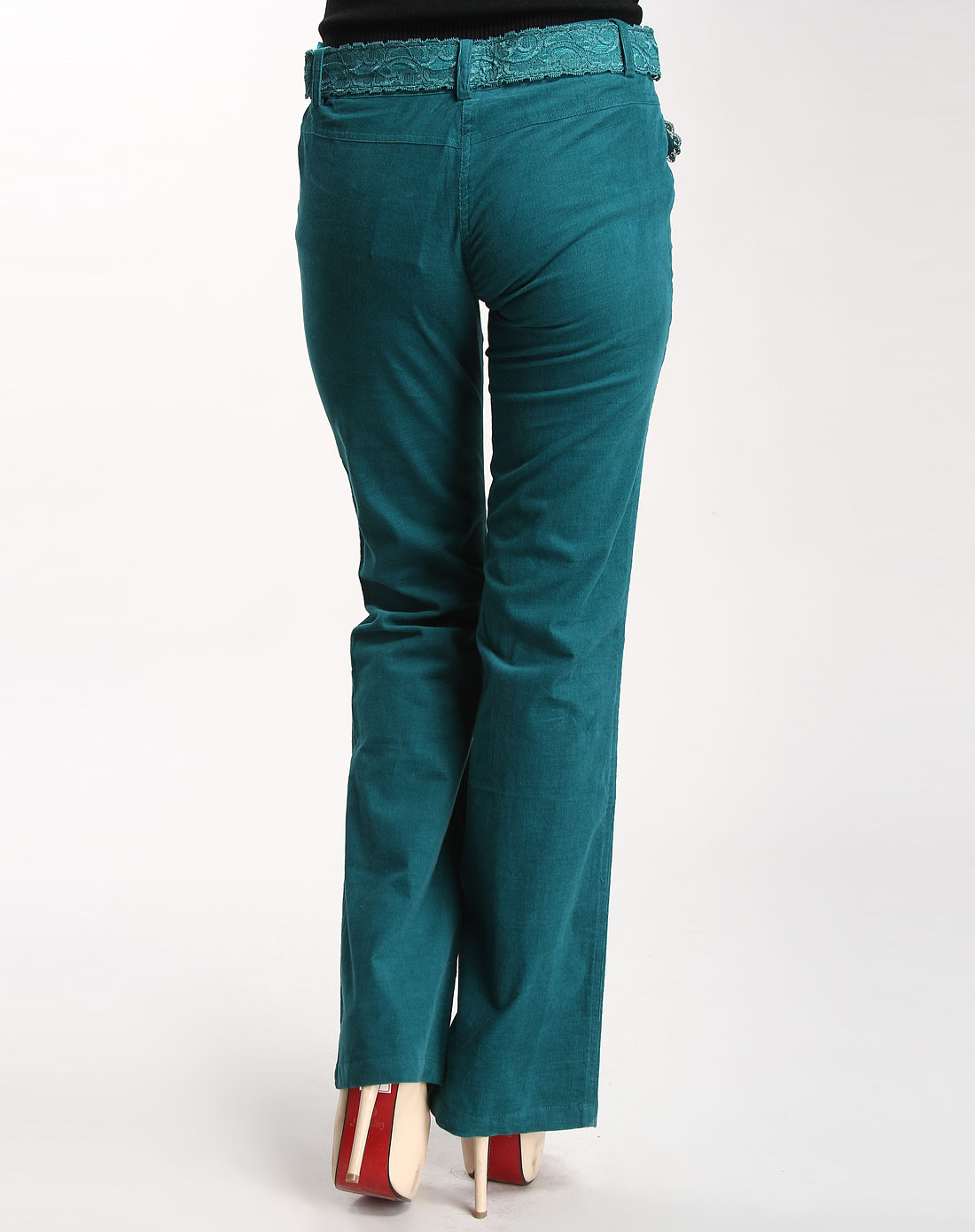 墨绿色时尚蕾丝休闲长裤