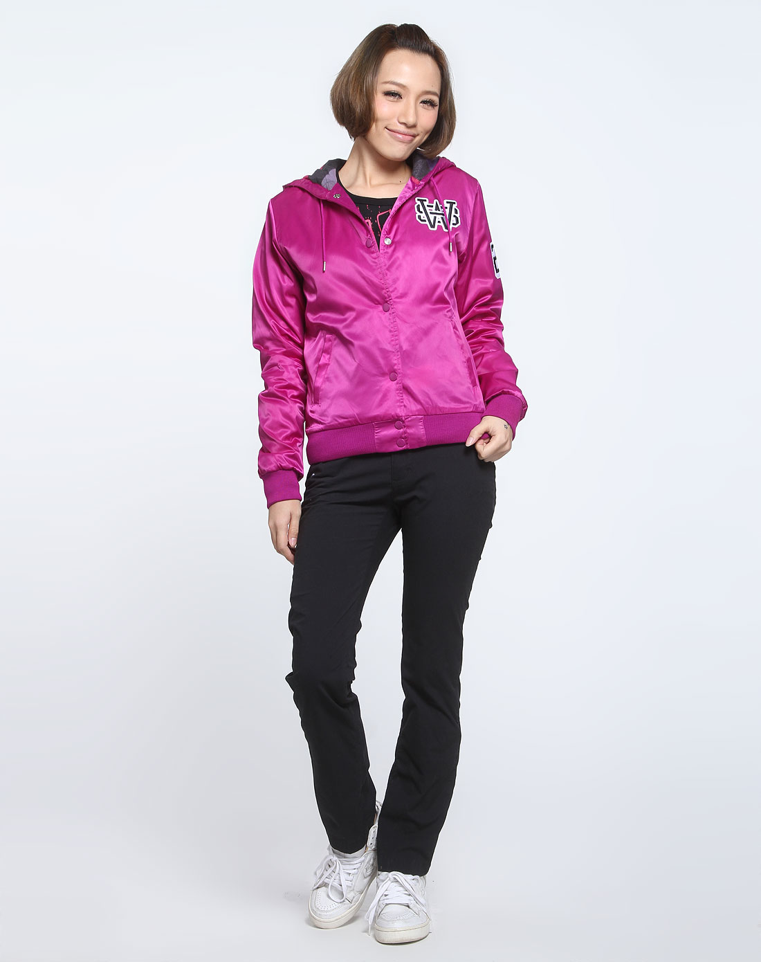 耐克nike女装专场-女款紫色个性长袖连帽梭织茄克