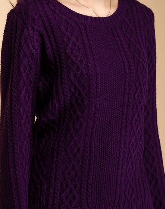 紫色桂花针套衫毛衣