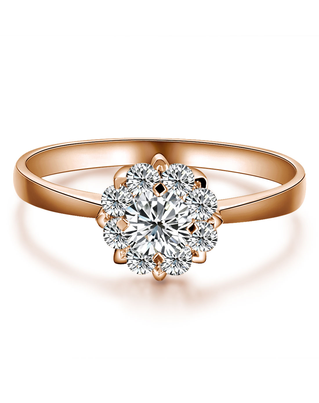 女人如花18k玫瑰金36分八围一独家专利款钻石戒指