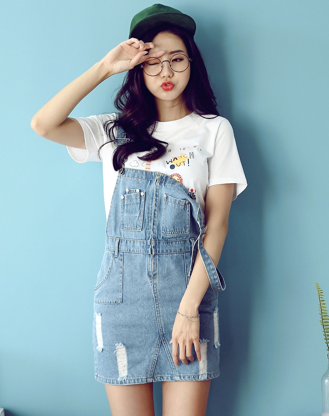 韩都衣舍HSTYLE浅蓝色无袖连衣裙OI527400