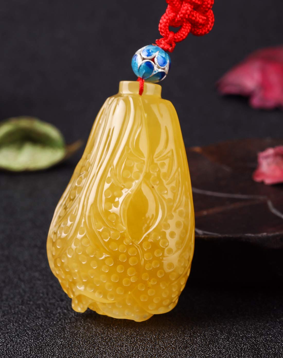 > 收藏版 发财就手 大白菜 天然琥珀蜜蜡吊坠