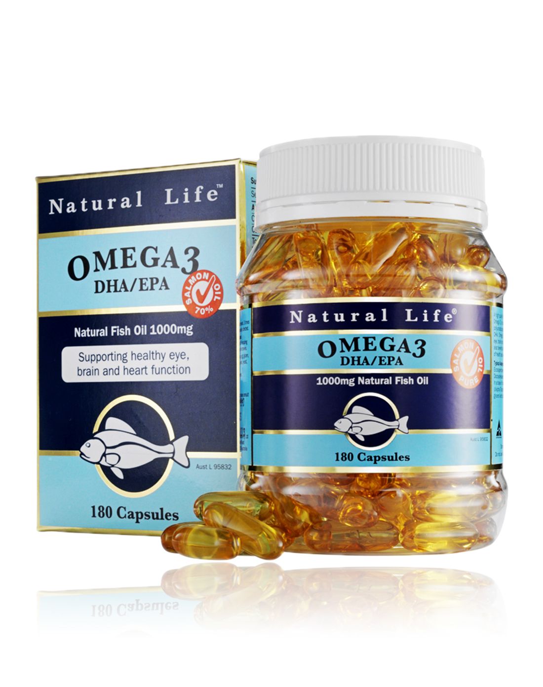 > 澳洲 natural life 自然生命omega3深海鱼油软胶囊 1000mg 180粒