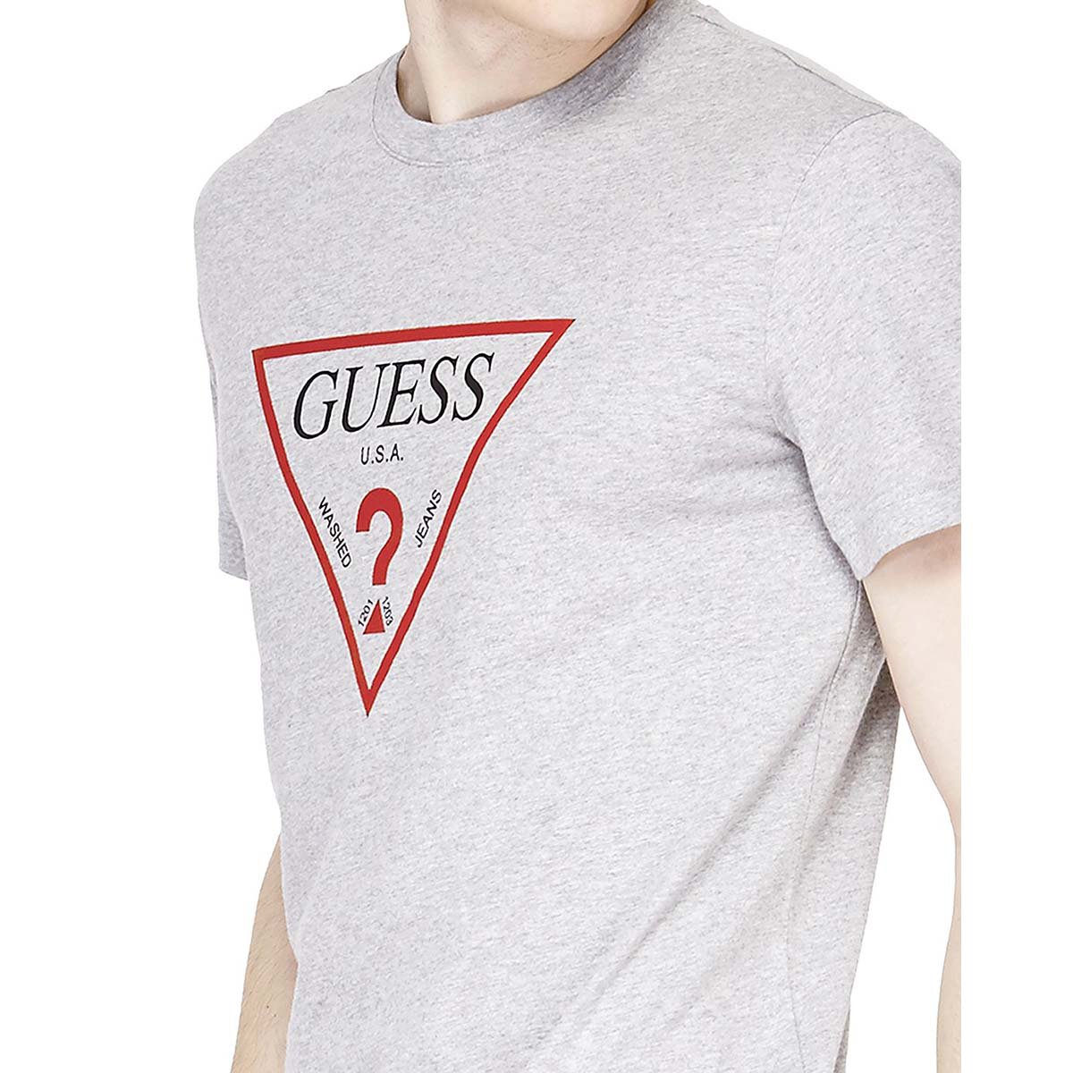 (员工内购清仓)guess 情侣款男士倒三角logo印花纯棉短袖t恤