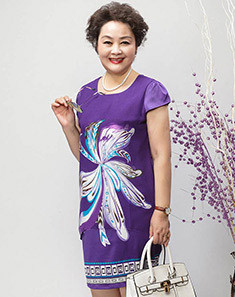 麦子熟了 中老年女装连衣裙妈妈装40-50岁大码女装连衣裙