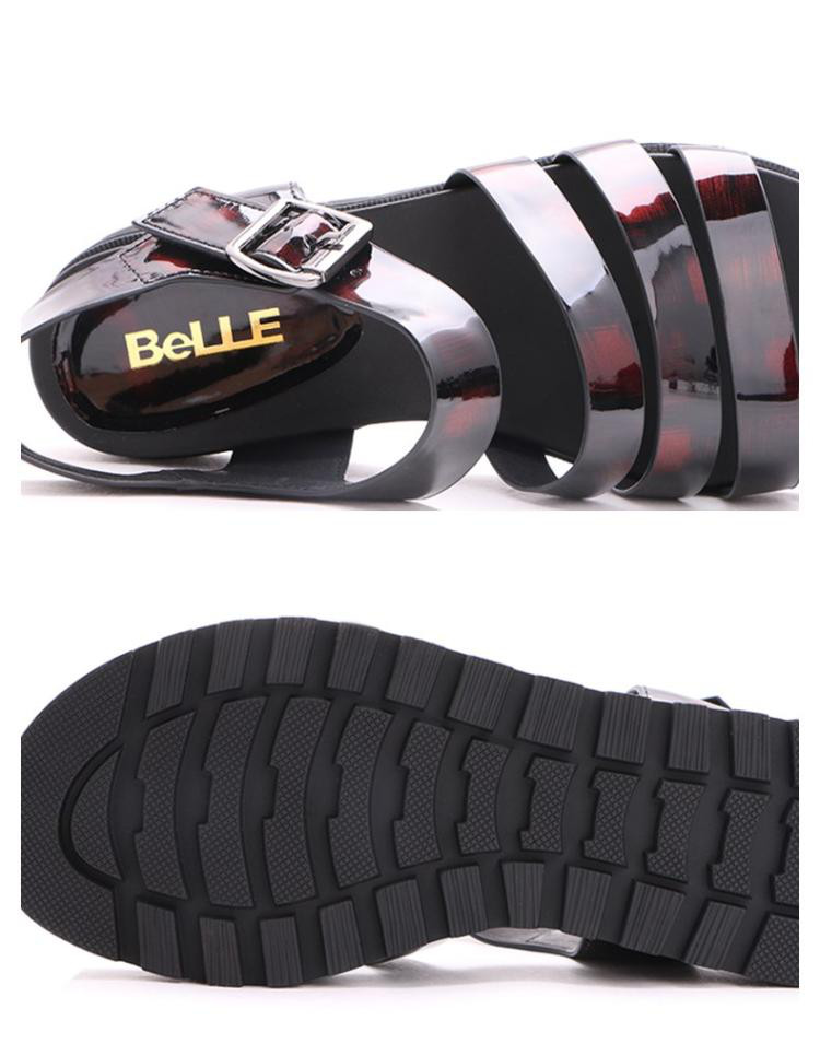百丽belle&bevivo百丽夏金属酷感女鞋条带厚底女凉鞋1