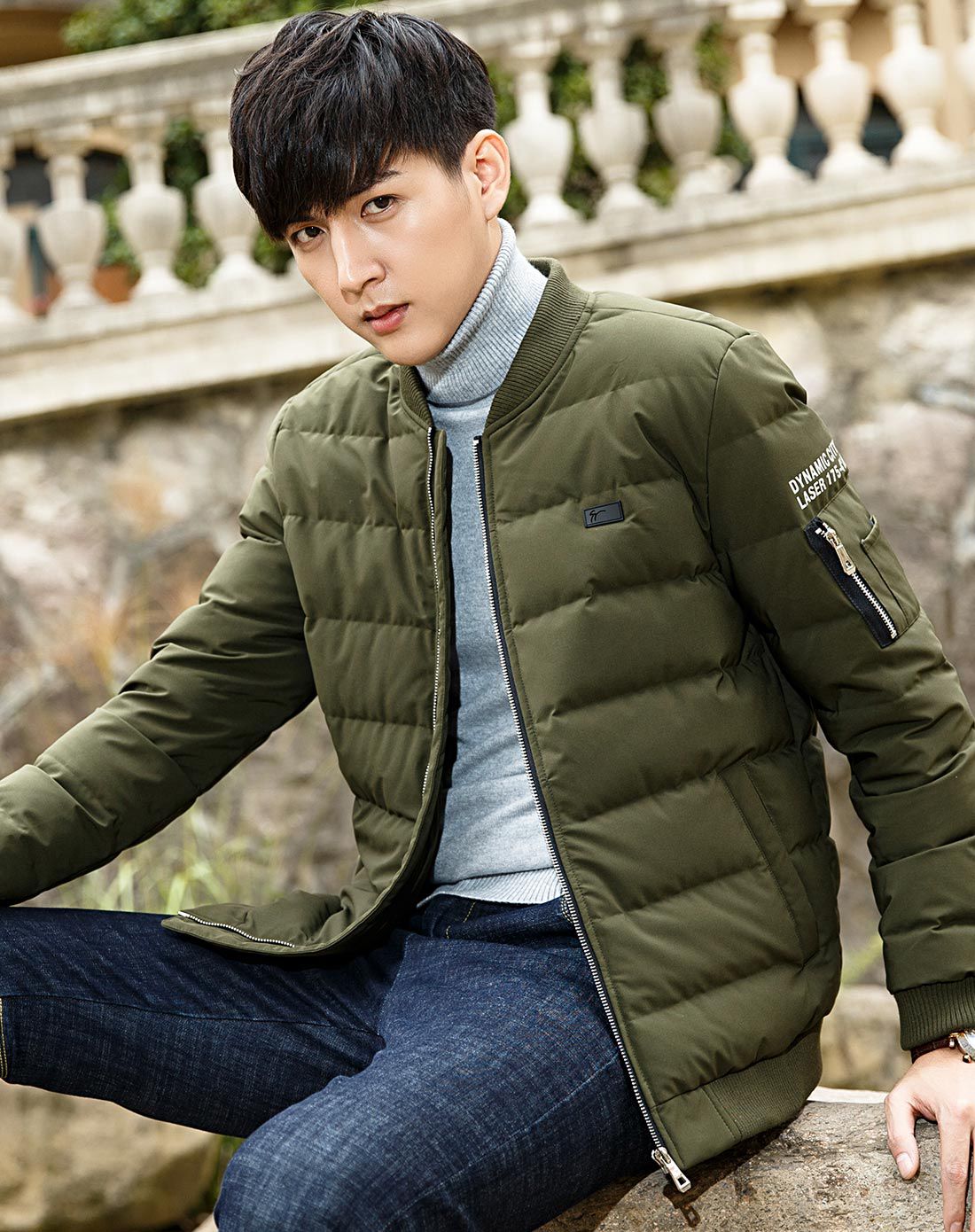 阿恩蓝拓 ALT FINE ISM男款军绿时尚羽绒服D