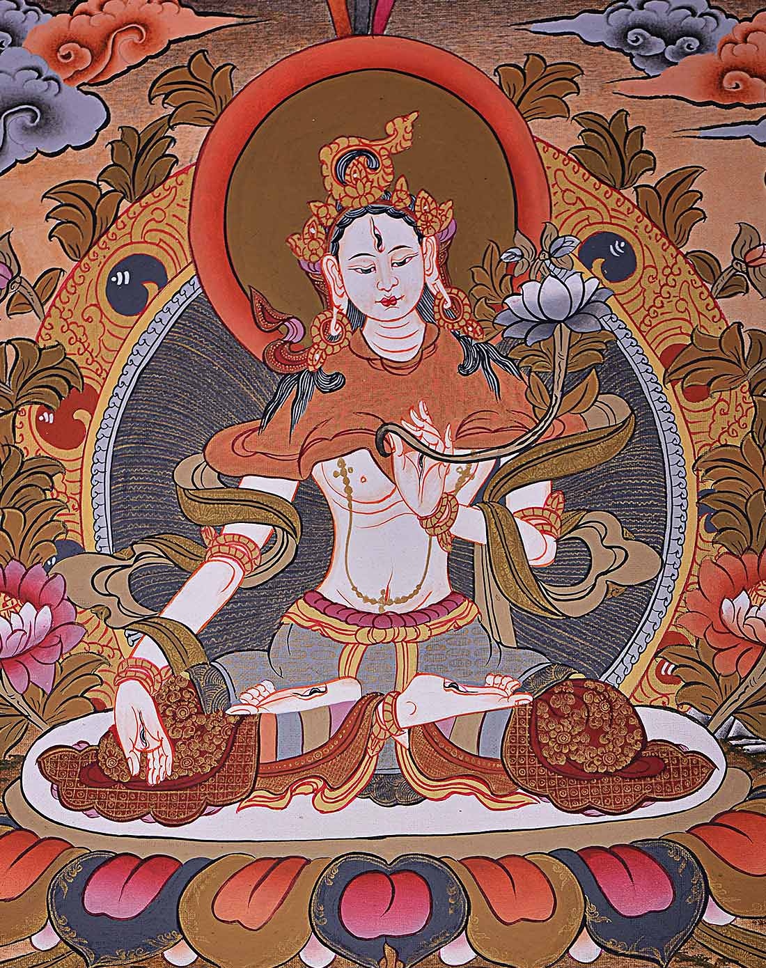 泊尔.艺术瑰宝.手工绘制唐卡白度母#91DJY-91DI