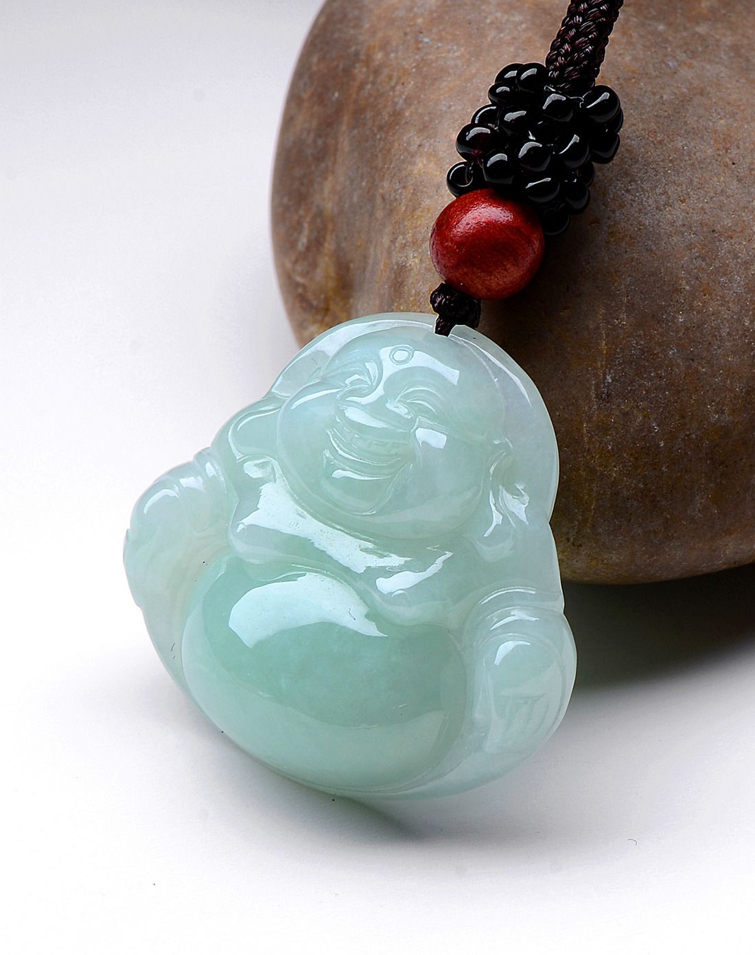 Aznavour玉器专场天然A货糯种浅绿笑口常开翡翠佛公挂件GZDFD05766_唯品会