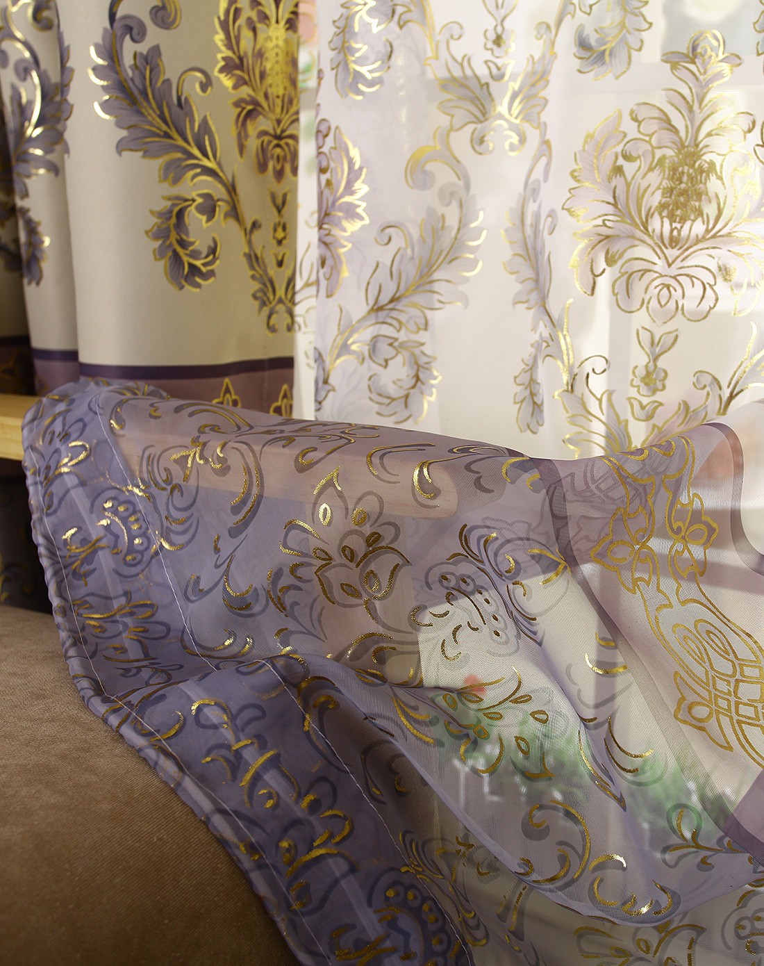 金蝉窗帘专场花叶扶疏窗纱250X270CM两片Z