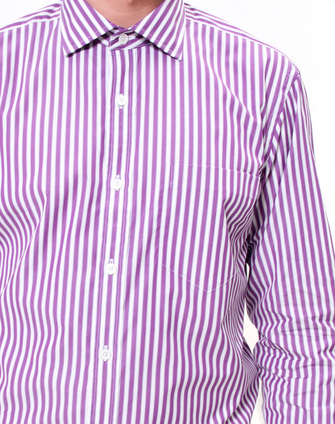 kent&curwen男款白/紫色竖条纹纯棉衬衫