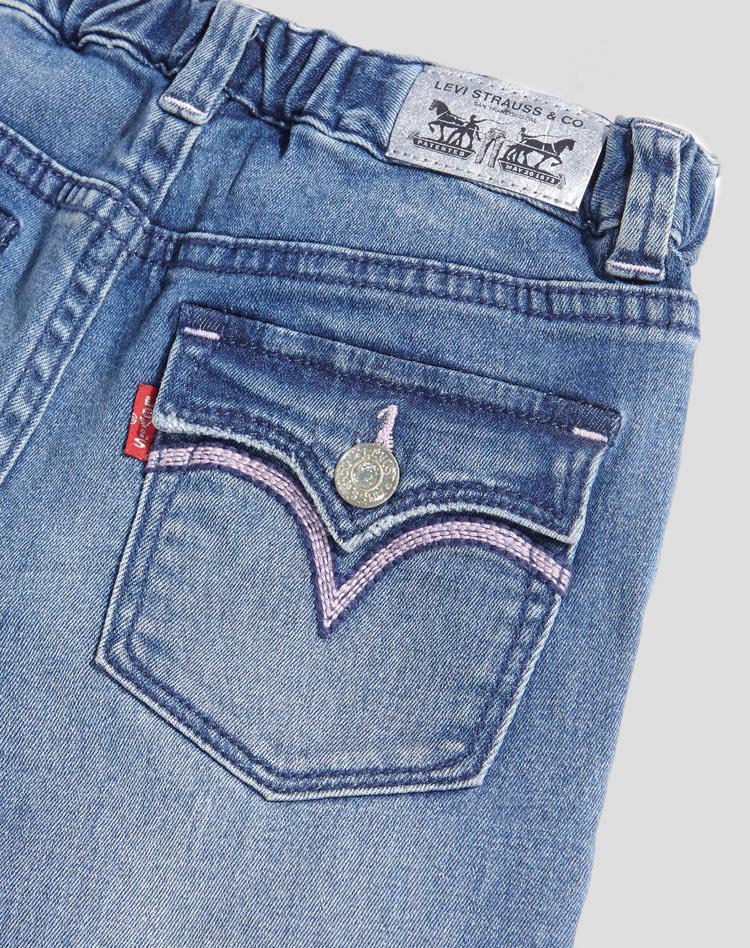levis 女童牛仔蓝修身长裤