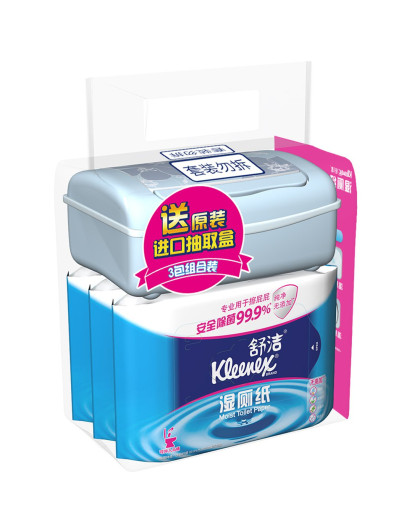 舒洁卡通杀菌洁肤湿巾随身10片装*10包 湿厕纸120片 赠专用抽盒1个