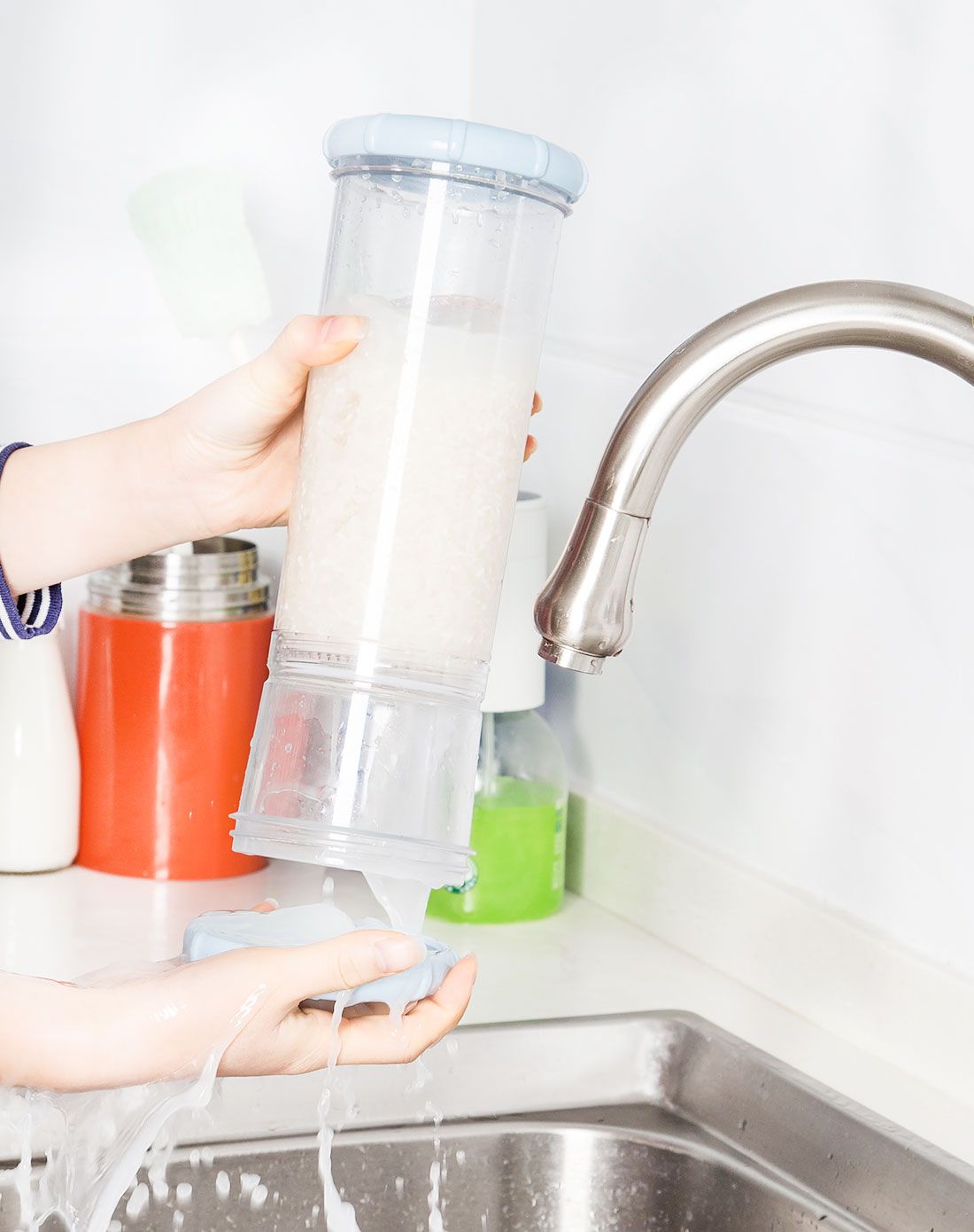 优雅小厨房 清洁小妙招-日光生活日式淘米杯-蓝