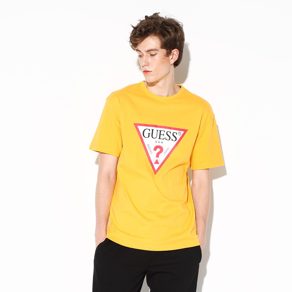 guess 18男士倒三角logo短袖t恤