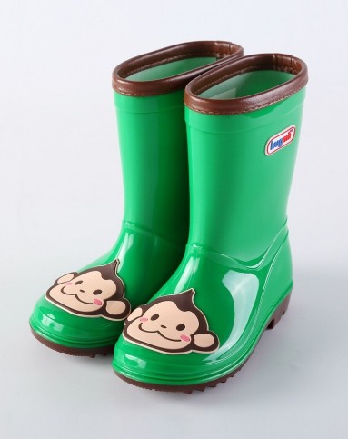 男女童绿色猴子单色动物雨鞋