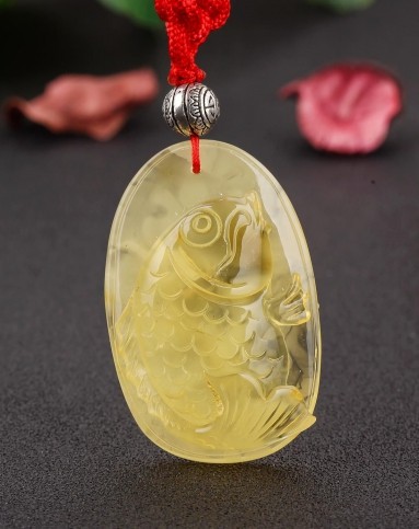 如鱼得水 锦鲤 天然琥珀蜜蜡吊坠