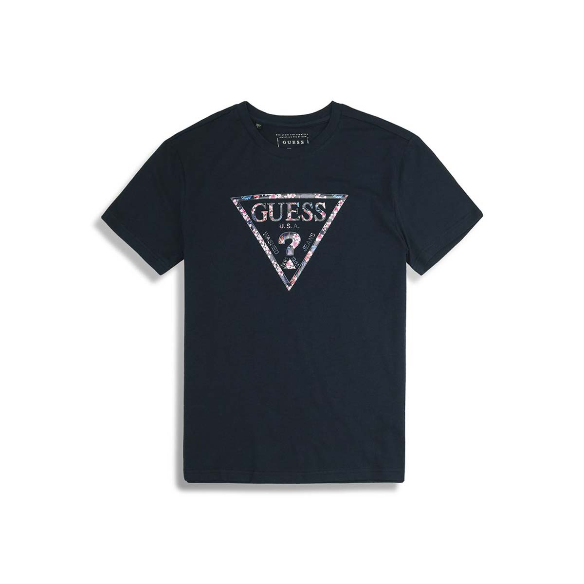 guess 情侣款男士浮雕倒三角logo短袖t恤短袖t恤