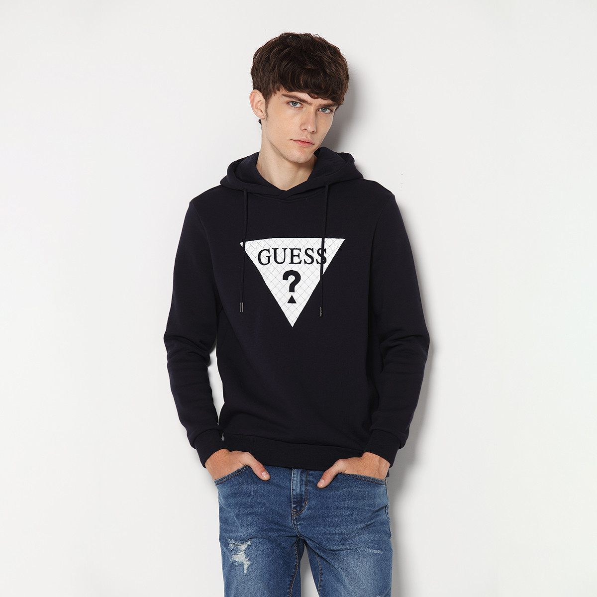 guess 2018新款秋男士倒三角logo套头卫衣