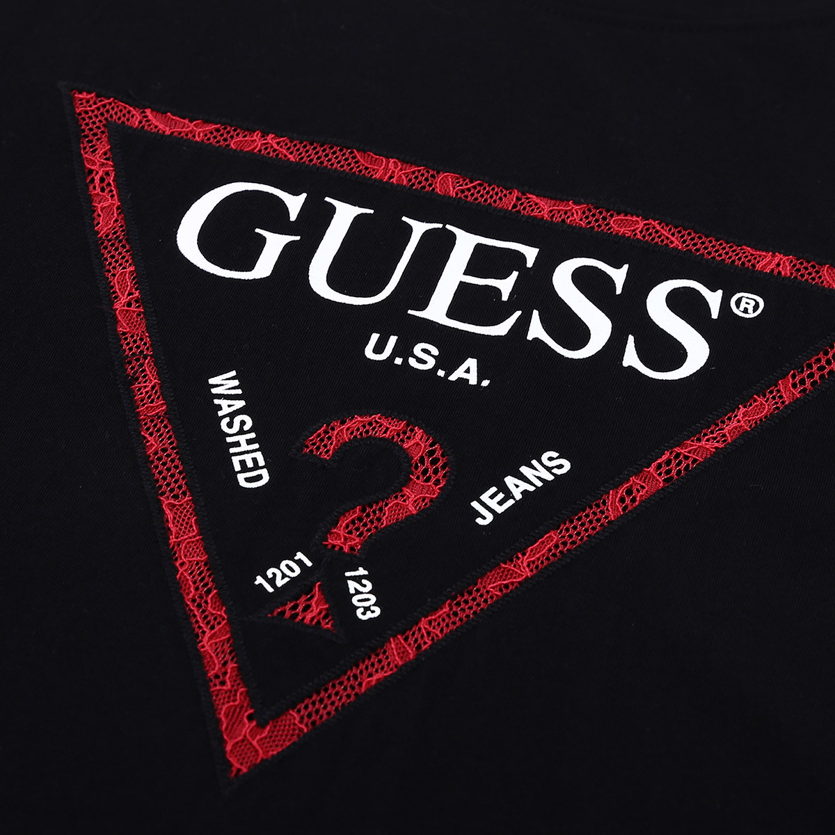 guess 2019新款夏女士纯色倒三角logo短袖t恤