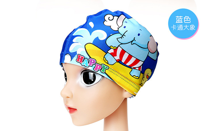 儿童泳帽男女童卡通时尚游泳帽宝宝舒适护耳布帽子游泳装备