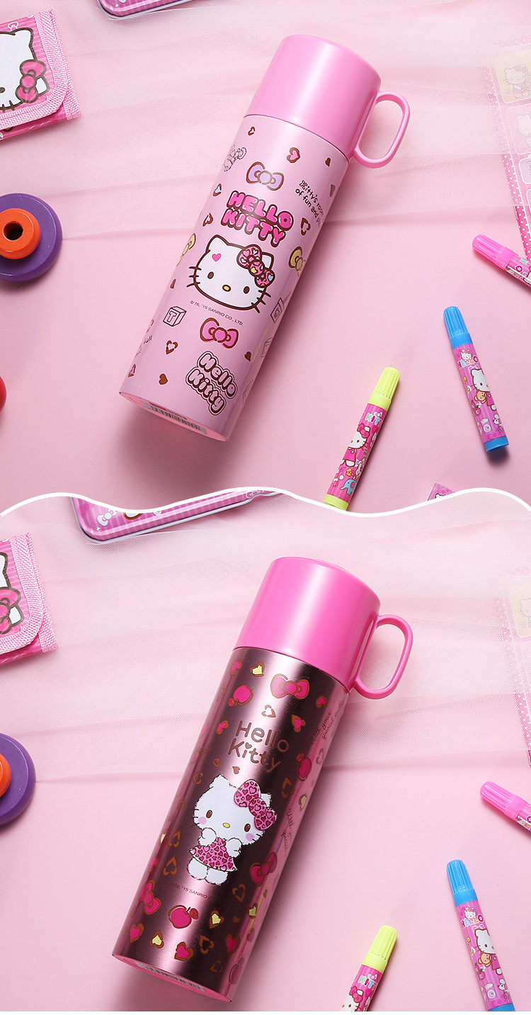 hello kitty 学生女生保温杯480ml 不锈钢保温保冷水杯 大容量儿童