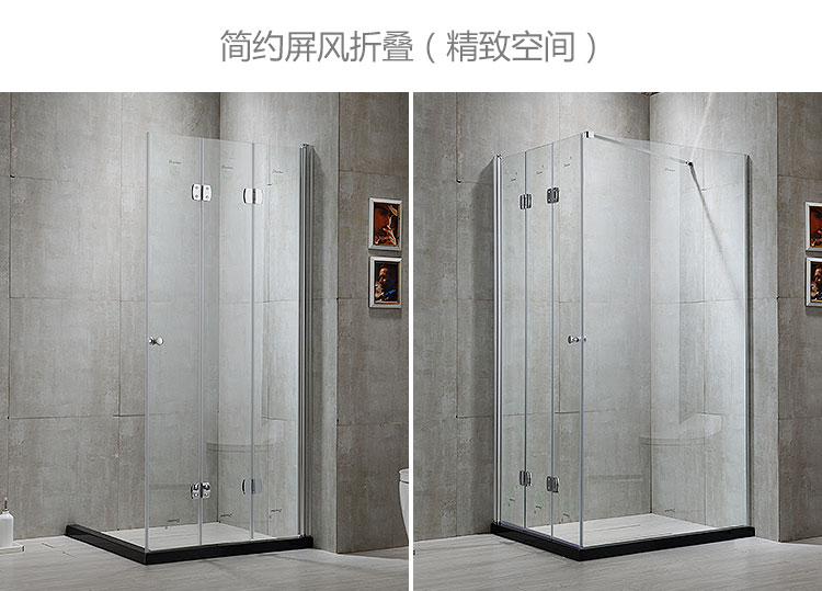 折叠门淋浴房卫生间玻璃隔断门干湿分离浴室简易浴屏一字形型