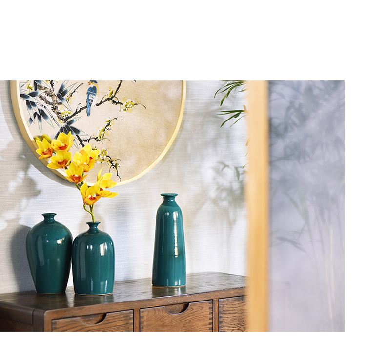 新中式细口长款陶瓷花瓶摆件客厅插花干花装饰玄关电视柜家居饰品