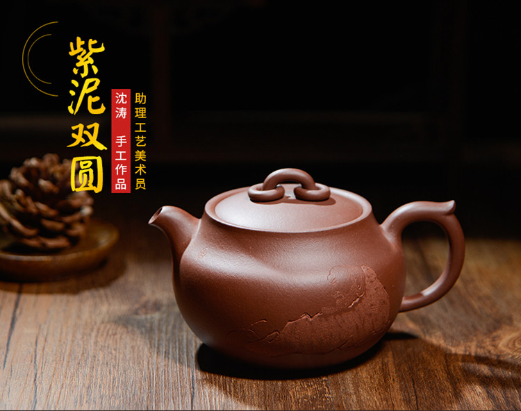 尊壶 宜兴原矿紫泥紫砂壶名师沈涛手工茶具双圆泡茶壶