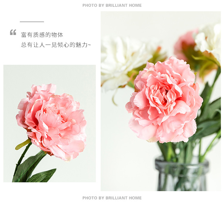 现代简约花卉白牡丹插花花艺家居装饰品客厅卧室书房桌面摆设