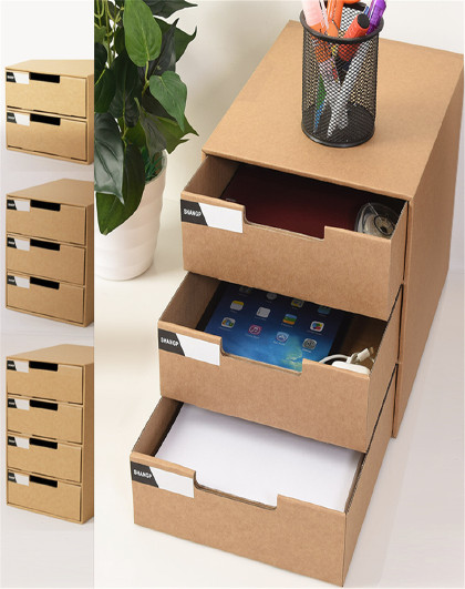 a4纸多层抽屉日式纸质桌面收纳盒办公桌物品柜牛皮纸文件整理盒