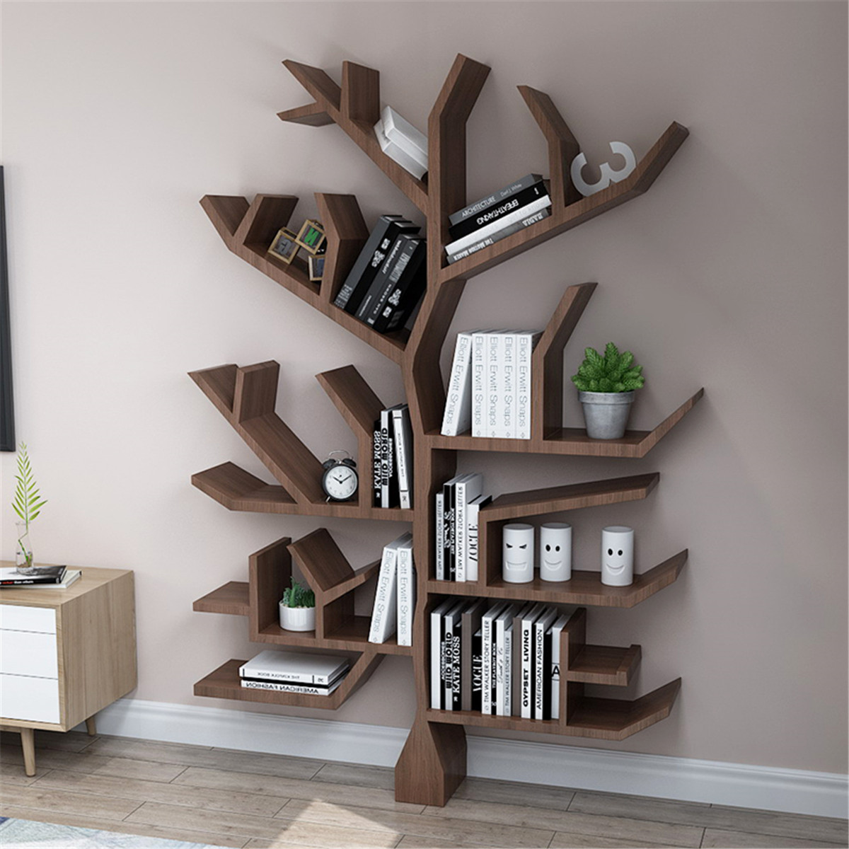 客厅全实木大树形创意艺术书架置物架落地简约现代装饰储物书柜