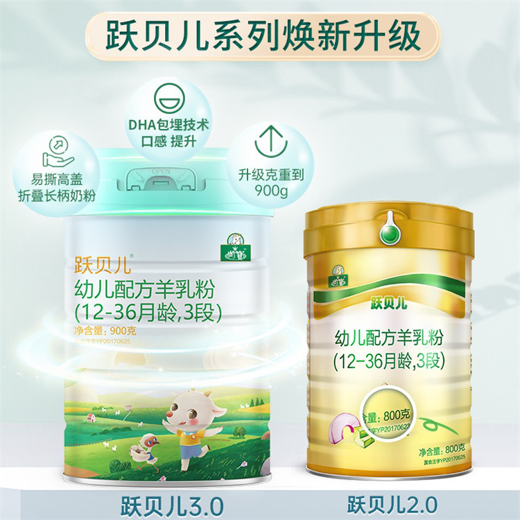 【活动】羊奶粉3段12-36个月跃贝儿金装羊乳粉婴幼儿配方奶粉900g