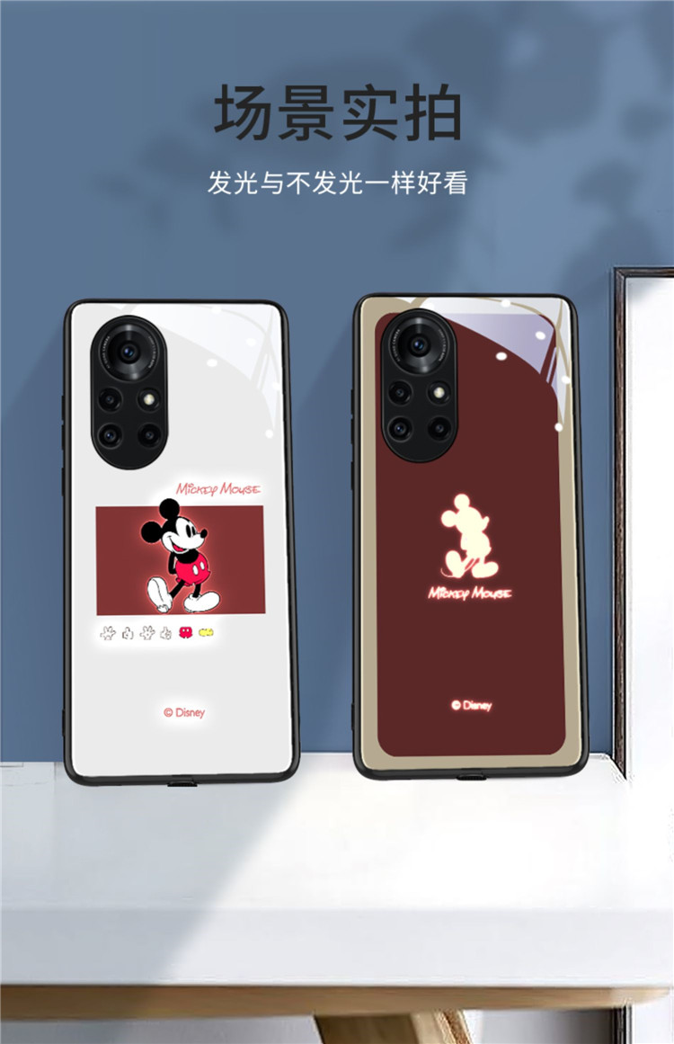 正版米奇适用于华为nova8手机壳nova8pro来电发光nova7玻璃pro
